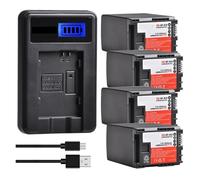 Batería De Litio De 2800 MAh BP-828 con Cargador USB LCD, Compatible con Canon, For HF G50, G60, XA40, XA45, GX10, HF-G20, G21, G40, XA10, 11(4 Battery Set)
