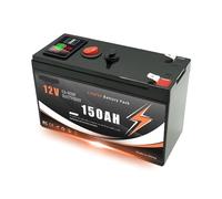 Batería de litio LiFePO4 de 12 V y 150 Ah con BMS integrado for carga solar, ideal for sondas de pesca, camping y uso fuera de la red eléctrica. Incluye puerto USB.(150Ah)
