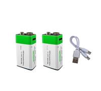 Batería De Litio Recargable De 9 V Y 650 MAh, Carga USB, Batería Cuadrada De Iones De Litio For Control Remoto De Juguetes, Micrófono KTV(20PCS battery1pcs cable)