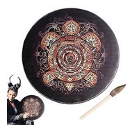 Batería de mano, tambor chamán siberiano | Tambor chamán multiusos de madera,Instrumento musical siberiano reutilizable, tambor misterioso para meditación, yoga