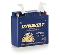 Batería de moto Dynavolt NANO-GEL MG52113 12V 21Ah 390A, reemplaza YTX19BL-BS, dimensiones: 183x79x171mm, Batería de moto de gel sin mantenimiento y no derramable