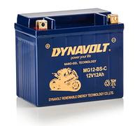 Batería de motocicleta Dynavolt NANO-GEL MG12-BS-C 12V 12Ah 305A, reemplaza YTX12-BS, Dimensiones: 150x86x130mm, Batería de motocicleta de gel sin mantenimiento y a prueba de fugas