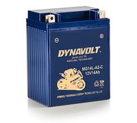 Batería de motocicleta Dynavolt NANO-GEL MG14L-A2-C 12V 14Ah 330A, reemplaza YB14L-A2, Dimensiones: 134x88x166mm, Batería de motocicleta de gel sin mantenimiento y a prueba de fugas