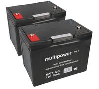 Batería De Plomo Compatible Con E-Scooter E-Móvil Invacare 2x 12V 75Ah MP
