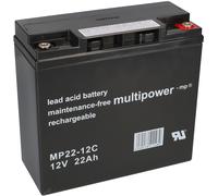 Batería De Plomo Multipower MP22-12C Pb 12V 22Ah Durable, Rosca Interior M6