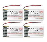 Batería de polímero de litio recargable 1S 3C de 3,7 V, 1100 mAh, con placa de protección, cinta aislante de goma, conector Micro JST 1.25 para placa de desarrollo AR duino ESP32 (4 unidades)