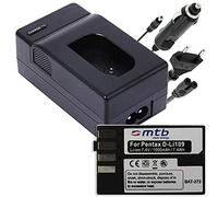 Batería de repuesto + cargador (red, coche) compatible con Pentax D-Li109 para Pentax KP, K-r, K-S1, K-S2, K-30, K-50, K-70, K-500
