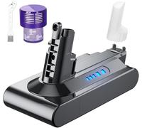 Batería de repuesto compatible con aspiradora Dyson V10 SV12 Absolute Animal Motörhead Fluffy Total Clean 206340 969352-02 (1 cartucho de filtro, 1 cepillo de limpieza, 1 tapa protectora)