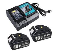 Batería de repuesto para batería de 18 V 2 x 5500 mAh batería de repuesto compatible con Makita 18 V batería con cargador DC18RC compatible con BL1860 BL1860B BL1850 BL1850B BL1840 BL1830 BL1820