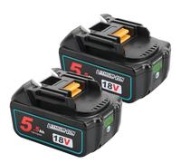 Batería de repuesto para Makita (2 unidades, 18 V, 5,5 Ah, iones de litio, compatible con BL1830 BL1840 BL1840B BL1850 BL1860 BL1860B 194204-5 LXT-400 con indicador LED)