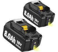 Batería de repuesto para Makita BL1860B BL1840 BL1830 BL1860B BL1860B BL1815 BL1835 BL1850B BL1860B BL1845 BL1850 BL1860B 194205-3 (2 unidades, 18 V, 8 Ah, 8000 mAh) LXT-40 0 con batería de