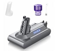 Batería de repuesto V10 compatible con Dyson V10 SV12 Absolute Animal Motörhead Fluffy Total Clean 206340 969352-02 (1 cartucho de filtro, 1 cepillo de limpieza, 1 tapa protectora)