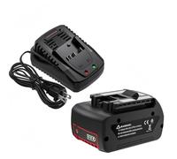 Batería de Repuesto y Cargador Compatible con Bosch 18V Herramientas Taladro Amoladora Martillo Perforador Estación de Carga Iones de Litio 18V 6000mAh Negro Rojo(1 battery 1 charger)