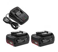 Batería de Repuesto y Cargador Compatible con Bosch 18V Herramientas Taladro Amoladora Martillo Perforador Estación de Carga Iones de Litio 18V 6000mAh Negro Rojo(2 battery 1 charger)