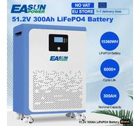 Batería EASUN LiFePO4 de 15Kwh, 51.2V 300Ah, Batería de Litio de 48V, 6000+ Ciclos, RS485 BMS CAN con Bluetooth para Inversor Solar, Sin IVA 51.2V 300AH-15KWH