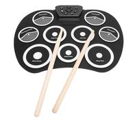 Batería Electrónica, 9 Pads Práctica Roll Up Drum Pad con 7 Tonos 10 Ritmos, Batería de Práctica Electrónica Plegable Portátil con Conector para Auriculares, Altavoces Duales