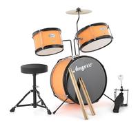 Batería Electrónica De 3 Piezas Para Niños Principiantes - Incluye Platillo, Tom, Bombo Con Pedal, Baquetas y Asiento Ajustable. Kit De Percusión Musical Para Niños y Niñas, Color Negro.