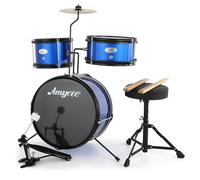 Batería Electrónica De 3 Piezas Para Niños Principiantes - Incluye Platillo, Tom, Bombo Con Pedal, Baquetas y Asiento Ajustable. Kit De Percusión Musical Para Niños y Niñas, Color Negro.
