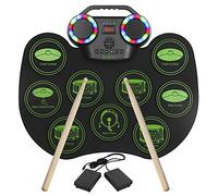 Batería Electrónica E-Drum Kit, Bonvvie Tambor Digital Enrollable Portátil Recargable con 9 Pads, MIDI, DTC, Altavoces Integrados, Ideal para Niños, Estudiantes, Principiantes, Entusiastas