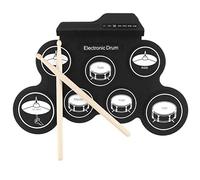 Batería electrónica portátil 7 pads de silicona, para músicos principiantes | Sonido realista con pads de tom, snare, hi hat, crash, ride, conexión para auriculares y reproductor MP3