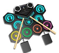 Batería Electrónica Portátil - CNAPXAIA Bateria Niños con Altavoces Estéreo Incorporados, Set de Batería Eléctrica de Silicona de 9 Pads para Niños Adultos Principiantes