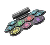Batería Electrónica Portátil Enrollable Negra con Conexión Inalámbrica | Pad de Práctica Midi, Silicona, 1000 Mah, Grabación Integrada y Altavoces
