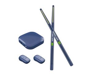 Batería electrónica virtual, batería electrónica inteligente de conectividad versátil profesional de bajo retardo con pedales de baquetas para principiantes y bateristas (Azul marino)