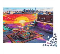 Batería en Azotea Puzzle de 1000 Piezas para Adultos Escena de Arte Urbano Colorido Relajación Decoración Hogar Juego Familia Regalo 70x50cm/1000pcs