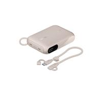 Batería externa 10000 mAh 20W USB-C x2 con pantalla digital, color arena