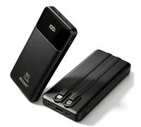 Batería Externa 10000mAh SODANY 22.5W Carga Súper Rápida, Power Bank Portátil con Cables Integrados (Tipo-C y Lightning) y Pantalla Digital LED