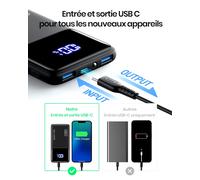 Batería Externa 10500 mAh Power Bank 22,5W Portátil USB C QC4.0 Negro
