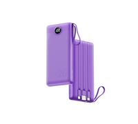 Batería Externa 20000mAh Power Bank USB C 20W con Cables y LED Display Batería Portátil 4 Salidas Compatible con iPhone, Huawei, Samsung Teléfono Tablet (Morado)