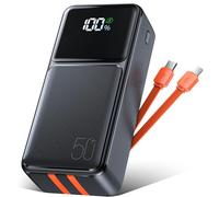 Batería Externa 50000mAh Power Bank PD 30W Carga rápida Cargador portátil con Cable Integrado, Batería portátil USB C 5 Output con Pantalla LED Powerbank para Smartphones Tableta