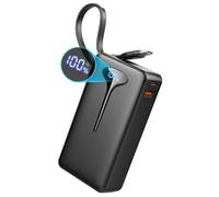 Bateria Externa Carga Rapida, Power Bank 10000mAh 22.5W Bateria Portatil con Cables Integrados, Bateria Externa, Cargador Portatil con LED, Powerbank para iPhone/Samsung/Tablet etc