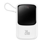 Batería externa con carga rápida de 10000 mAh y 20 W QC-PD-SCP-FCP, cable Lightning para iPhone, color blanco.