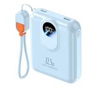 Batería externa de 10000 mAh, cargador portátil de carga rápida con cables integrados, pantalla LED de 22,5 W, 4 salidas, pequeña batería USB C para tabletas iPhone 16, 15, 14, iPad (azul)