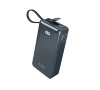 Batería externa de 10000 mAh con puertos USB-A y USB-C, pantalla integrada y cable USB-C de 20 W - Gris oscuro