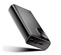 Batería externa de 58800 mAh de gran capacidad, carga rápida 22,5 W PD, 2 puertos USB-A + USB-C (entrada/salida) + micrófono, pantalla LED, CE certificado, carga 2 dispositivos, para iPhone 17/16/15