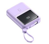 Batería externa de carga rápida, 2 unidades de 10000 mAh, autónomo, con cable, PD20W, fuente de alimentación rápida compacta, de gran capacidad, color morado