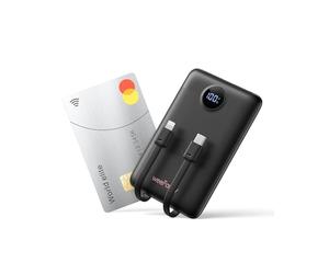 Batería externa de carga rápida PD 22.5W WeeFancy 10000mAh cargador portátil con cables integrados, pequeña batería USB C con 3 salidas y 3 entradas, mini batería externa compatible con iPhone Samsung