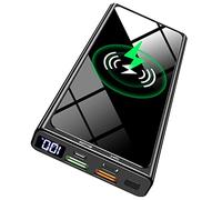 Batería externa inalámbrica PD18W QC 3.0, 22.5 W, pantalla LED, 10.000 mAh, batería externa con cargador rápido portátil, 2 entradas y 4 salidas (Qi & USB C) para iPhone, Samsung, Airpods, etc.