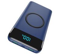 Batería Externa Inalámbrico 26800mAh, USB C Power Bank Carga Rápida 25W PD 3.0+QC 4.0 Cargador Portátil Inalambrico con 4 Salidas, Pantalla LCD Batería Portátil para iPhone Samsung Huawei Xiaomi(Azul)