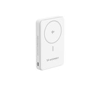 Batería externa magnética Qi2 de 10000 mAh con USB-A, USB-C y soporte PD de 22,5 W - Blanca