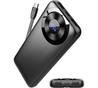 Batería Externa Portátil 2026 de 10000mAh, 3A, Carga Rápida USB-C Entrada y Salida, 4 Salidas, Cargador Portátil con Cable Integrado para iPhone 11/15/12/13/14/16, Xiaomi, Samsung, Tablets y Más