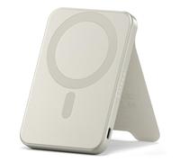 SATECHI OntheGo™ Power Bank MagSafe 5000mAh, Batería Externa Qi2 con Soporte Integrado y Carga Rápida 15W para Android, Series iPhone 17 16 15 a 12 con Tecnología MagSafe - Beige