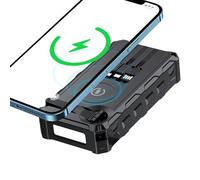 Batería Externa Solar, Cargador de teléfono móvil con antorcha, Cargador inalámbrico portátil Recargable con Alarma SOS incorporada y brújula para Ciclistas Senderismo