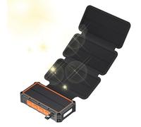 Batería externa solar,Cargador rápido con lámpara incorporada | Powerbank plegable con alarma SOS incorporada y brújula para