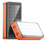 Batería externa solar de 26800 mAh, 5 salidas, 2 entradas, cargador solar de 22,5 W, QC3.0, carga rápida, cargador portátil con 32 luces LED para teléfonos inteligentes, tabletas y camping al aire
