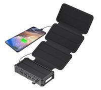 Batería externa solar portátil, cargador de teléfono con linterna LED, función SOS integrada, brújula y carga inalámbrica para tipos de uso