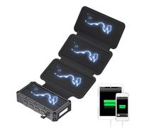 Batería externa solar portátil | Cargador rápido con lámpara integrada, Powerbank plegable con alarma SOS incorporada y brújula para